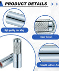 100 Pcs 3/8-16 Concrete Anchors Zinc Plated Carbon Steel Drop-In Anchors with clear thread and inner female thread expansion