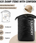 Compression Travel Laundry Bag For Dirty Clothes That Packs Down Over Fifty Percent On The Go Pump Free Wet Dry Organizer With One Way Valve For Suitcase And Dorm Waterproof Large Capacity Space Saving Travel Bag