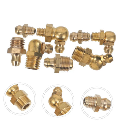 Lock Clamp Type Grease Nozzle Kit With Brass Fittings SAE Zerk Straight Nozzles Angled Grease Tool Replacement parts