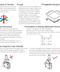 Manual Z Axis Linear Stage diagram with specifications and usage instructions for precision inspection and lab use.