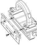 Two Piece 1/8 Inch Thin Rip Push Block Table Saw Safety Jig featuring mounting hardware, detailed view of components.
