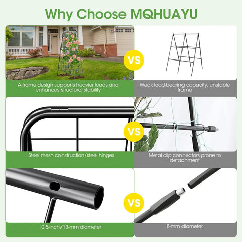 Comparison details of Heavy Duty Cucumber Trellis With Adjustable 17 To 50 Inch A Frame, All Metal Mesh Design, Black 1 Piece
