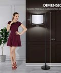 LED Floor Lamp With Stepless Dimming And Four Color Temperature Modes, Modern Black Standing Lamp, white shade size dimensions