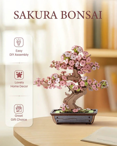 3D Puzzle Kit For Adults Sakura Bonsai Cherry Blossom Wooden Flower Craft Set For DIY Lovers Build A Dope Bonsai Tree Perfect Gift For Mothers Day Christmas Or Birthday, 6.3x4.3x6.6 in wooden desk decor