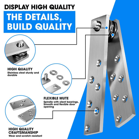 Hidden Pivot Door Hinge Set For Wood Doors And Secret Bookcases Heavy Duty Stainless Steel 360 Degree Rotation With Simple Lock shown assembled