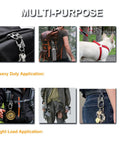 Rugged 3 Inch Carabiner Keychain Clip With Dual Locking Design And Tungsten Steel Spike Multi Tool For Camping Hiking Fishing And Outdoor Survival Gunmetal Finish on various uses