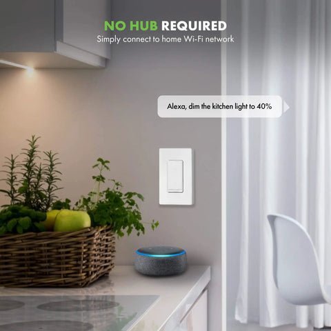 Smart Dimmer Switch For Easy Home Lighting Control No Hub Required Neutral Wire Required Single Pole Works With Alexa