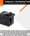 Heavy Duty Rocker Switch 15 By 21 Mm On Off 6A 125 And 250V AC 2 Pin 2 Position For Home DIY Electronics, Power Panels, Automotive And Equipment Projects, black self-reset switch