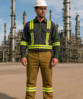 Hi Vis Flame Resistant Shirt For On The Job Protection, Arc Flash Ready, 7 Oz 100% Cotton, NFPA 2112 HRC 2, ATPV 11 Cal