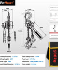 Beefy Mini Lever Hoist 1/2 Ton Come Along With 10 Ft Lift Aluminum Alloy Chain Hoist G80 Safety specifications diagram
