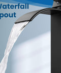 Matte Black Tall Waterfall Vessel Sink Faucet With Large Rectangular Spout Single Handle One Hole Mixer spouting water