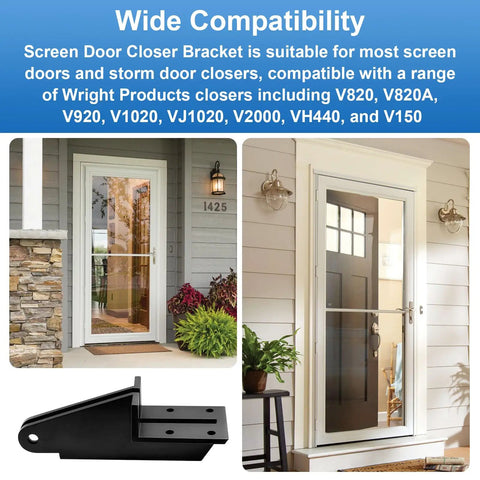 Rock Solid Door Jamb Replacement Bracket compatible with lanai screen enclosures, showing heavy duty black mounting hardware.