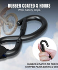 Rubber coated S hooks with safety clips from Heavy Duty Ratchet Tie Down Straps 15 Foot 4 Pack Featuring Tough As Nails Grip With 2200 Pound Break Strength To Secure Motorcycles Atv Trucks And Heavy Gear.