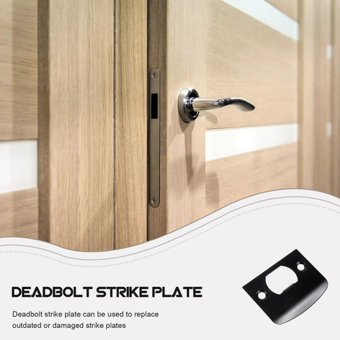 4 Pack Door Latch Backplates And Deadbolt Frame Filler Back Plate Universal Round Lip Black Restorer for Exterior Doors with Deadbolt Strike Plate