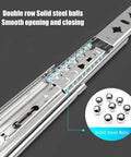 Locking Drawer Slides With Side Mount Ball Bearing Rails For Smooth Easy Glide Full Extension Three Fold Runners Ideal For Instrumentation Benches And Work Tables 550 Millimeters 22 Inches Long, showing close-up of solid steel ball bearings.