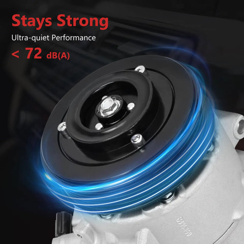 Close-up of Heavy Duty AC Compressor With Clutch For Toyota Camry Rav4 Sienna 2 5 Liter engines showing the clutch pulley performance.
