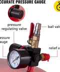 Pressure gauge and valves on Heavy Duty 20 Gallon Waste Oil Drain Tank With Air Operated Drainer Portable Pro Grade Oil Lift Pan