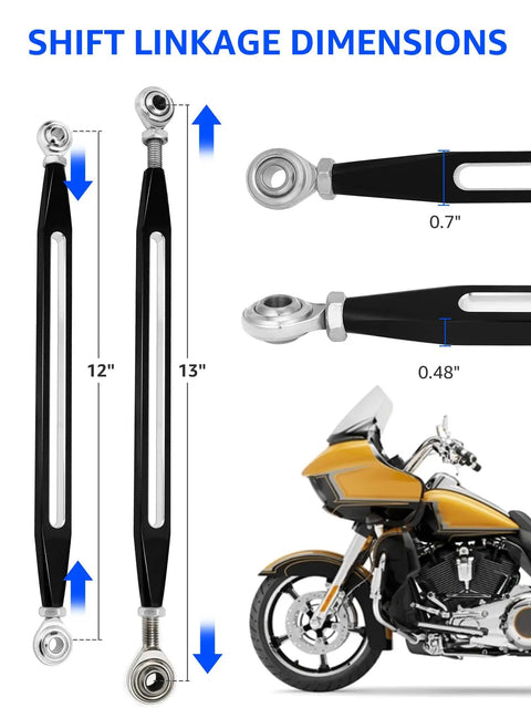 Aftermarket Shift Linkage Replacement For Harley Davidson 1986 2024 Street Glide Electra Glide Road King Road Glide Softail, 12-13 in black