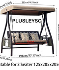 Patio Mosquito Netting With Zipper For Outdoor Use Waterproof Tent Mesh Screen For Porch Swing 3 Seater 125x205x205 Cm