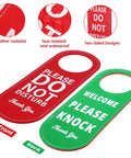 Durable PU Leather Do Not Disturb And Please Knock Door Knob Privacy Sign, Double Sided Green Red For Office, Clinic, Dorm