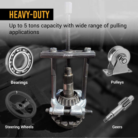 12-Piece 5-Ton Bearing Removal Tool Kit With 30-75mm Splitter And Puller Set features in heavy-duty application image