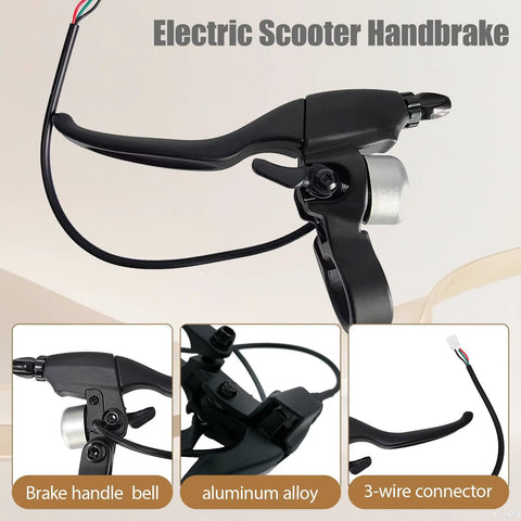 Electric Scooter Left Hand Brake Lever With Bell Hall Effect Waterproof Aluminum Alloy Handle Controller Replacement Brake Lever For Xiaomi E Scooter Durable Non Slip Quick Install Enhanced Braking Power And Reliable Performance Heavy Duty close-up
