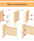 Heavy Duty Self Tapping Furniture Cabinet Connector Kit Featuring Zinc Plated Cam Locks and Precision Steel Dowels illustrated mounting method steps.