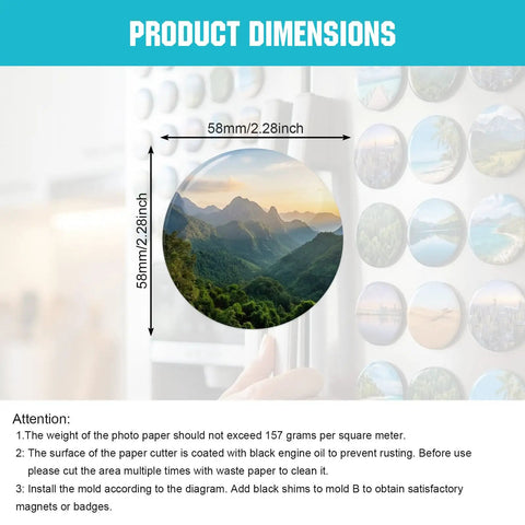 58mm round magnet from Photo Magnet And Badge Maker Kit With Press, Cutter, And 100 Magnetic Badge Sets, landscape image