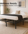 Queen Size Metal Platform Bed Frame With Heavy Duty Steel Construction And Eleven Tough Support Legs giving you serious under bed storage.