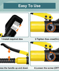 Instructions for using Beefy Hydraulic Crimping Tool Kit With 13 Dies, 10 Ton Battery Cable Crimper And Wire Rope Crimper.