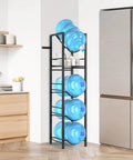 2 In 1 Five Gallon Water Jug Holder With Five Tier Stand And One Dispenser Valve Go To Tabletop Space Saving Water Bottle Storage Rack Organizer For Kitchen Office And Garage next to kitchen cabinets
