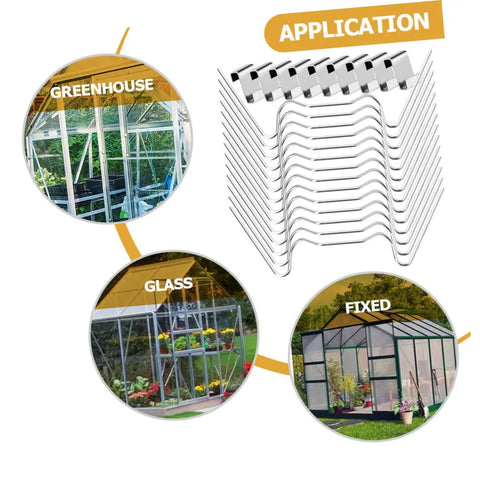 Greenhouse W Wire Stainless Steel Clamps For Glass Panels And Fixing Clips Durable Overlap Clips Set For Diy Garden Greenhouse No Fuss Easy To Install Rust Resistant High Grip Essential Gardening Accessories