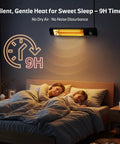 Bedroom setup with 34 Inch 1500W Infrared Patio Heater With Motion Sensor IPX5 Waterproof 9 Heat Levels And 9H Timer Wall Mounted