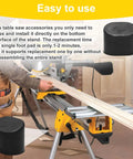 Beefed-Up Heavy Duty Miter Saw Stand Feet Replacement For DWX Series with Rubber Foot Pads shown on a DWX stand in use