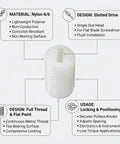White Nylon Slotted Set Screws M4 X 8 mm Non Conductive Plastic Grub Fasteners For Electronics And Machinery detailing material and design.