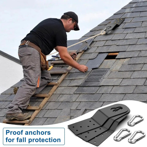 Rock Solid 3 Pack Permanent Roof Safety Anchors Forged From Heavy Duty Steel Fall Arrest Hardware For Plywood Decks No Sweat Reusable Screw Mounts Top Shelf Roof Tie Off Points For Construction