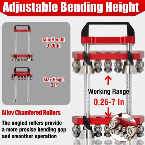 Sheet Metal Edge Roller Bender For 0-100 Degree Bends showcasing adjustable bending height with alloy chamfered rollers for precision