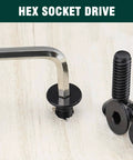 10-32 By 3/4 Inch Flat Head Socket Head Cap Screws Black Oxide Coated 304 Stainless Steel 18-8 Full Thread Coarse Hex Drive 1/8 Inch 50-Pc Set Tough-As-Nails Built For DIYers And Outdoor Use with hex drive shown