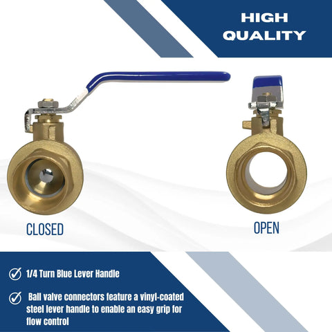 Three Quarter Inch Full Port Sweat Ball Valve Brass 600 WOG Water Oil Gas Lead Free 10 Pack With One Quarter Turn Steel Handle