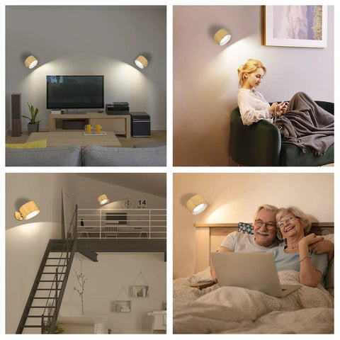Cordless LED Wall Sconce With Built In Rechargeable Battery And USB Port No Cords Needed in bedroom and living room setups
