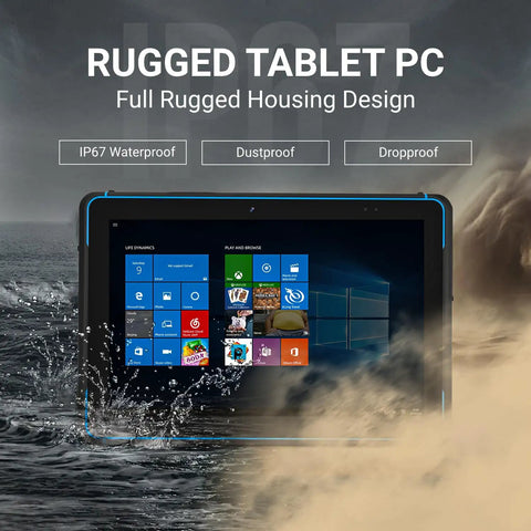 10.1 Inch Rugged Windows 11 Tablet IP68 Waterproof And Drop Resistant With 16Gb Ram 128Gb Storage 10000Mah Battery And Built In Barcode Scanner Is A Hardcore Workhorse That Handles Everything Without Breaking A Sweat, showing screen with water exposure.