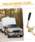Heavy Duty Mechanical Trailer Brake Lever Replacement Handle For Rv And Travel Trailer Easy Swap Parking Brake Arm No Sweat Install Road Ready Control Essential Single Piece Kit shown with truck and RV.