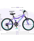 Girls 20 Inch Mountain Bike With Front Suspension For Ages 6 To 14 6 Speed Kids Bicycle Adjustable Seat Height High Carbon Steel Frame Reliable Braking Purple Adventure Ready Ride