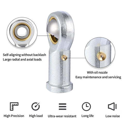 Shop Tested 2 Pack Rod End Bearings With 3/16 Inch Bore And 10-32 Thread Pre Lubed Heim Joints includes oil nozzle for maintenance.