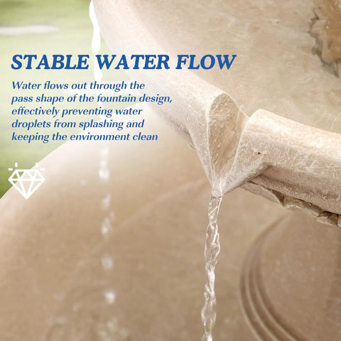 Close-up of Solar Water Fountain Outdoor Garden Decor Three Tier Cascading Bubbler Waterfall With Pump For Patio And Backyard