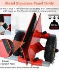 Heavy Duty Panel Dolly With Auto Lock Clamps For Hassle Free Drywall Sheetrock Door And Mattress Hauling showing sturdy iron frame and rubber pads.