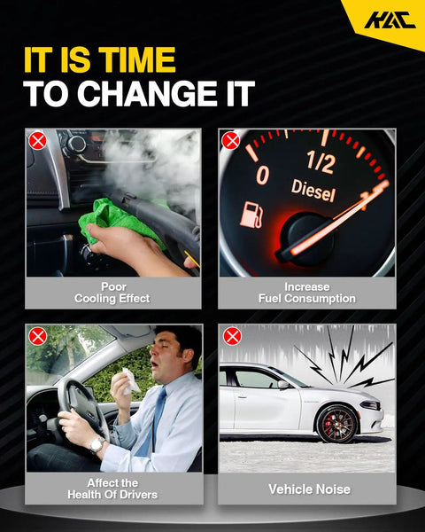Graphic showing signs for changing AC Compressor For VW Jetta Golf Passat Beetle Rabbit 2.5L 2005-2014 OE CO4574J Replacement.