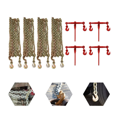 Grade 70 Chain Transport Hauling Kit With 5 16 To 3 8 Inch Chains Binders And 20 Foot Chains Heavy Duty Tie Down Set