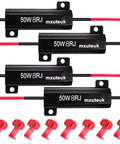 4 Pack 50W 8 Ohm LED Load Resistors For Turn Signals And Front Or Rear License Plate Lights, No Fuss Fix Hyper Flash And Error Flicker, Inline High Quality Durable Design, Includes Quick Wire Clips, 50W-8RJ-4