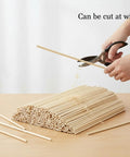 Make Your Next Craft Project A Real Deal Game Changer With These Top Shelf Unfinished Wooden Dowel Rods And Art And Craft Supplies Perfect For Home Decor Artistry Holiday Celebrations And Sharing featuring cuttable bamboo dowel rods being trimmed.